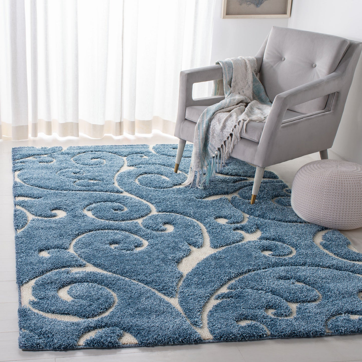 Tapis texturé épais SAFAVIEH Florida Ryung Shag Scroll de 1,2 pouce