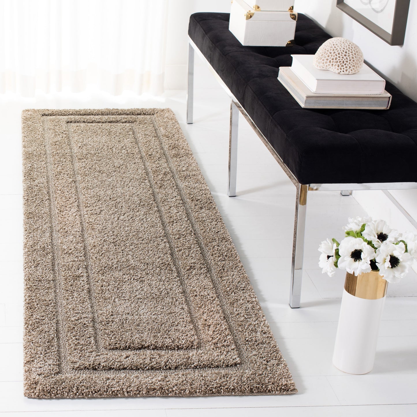 Tapis SAFAVIEH Florida Shag Antigoni Border 1,2 pouce d'épaisseur