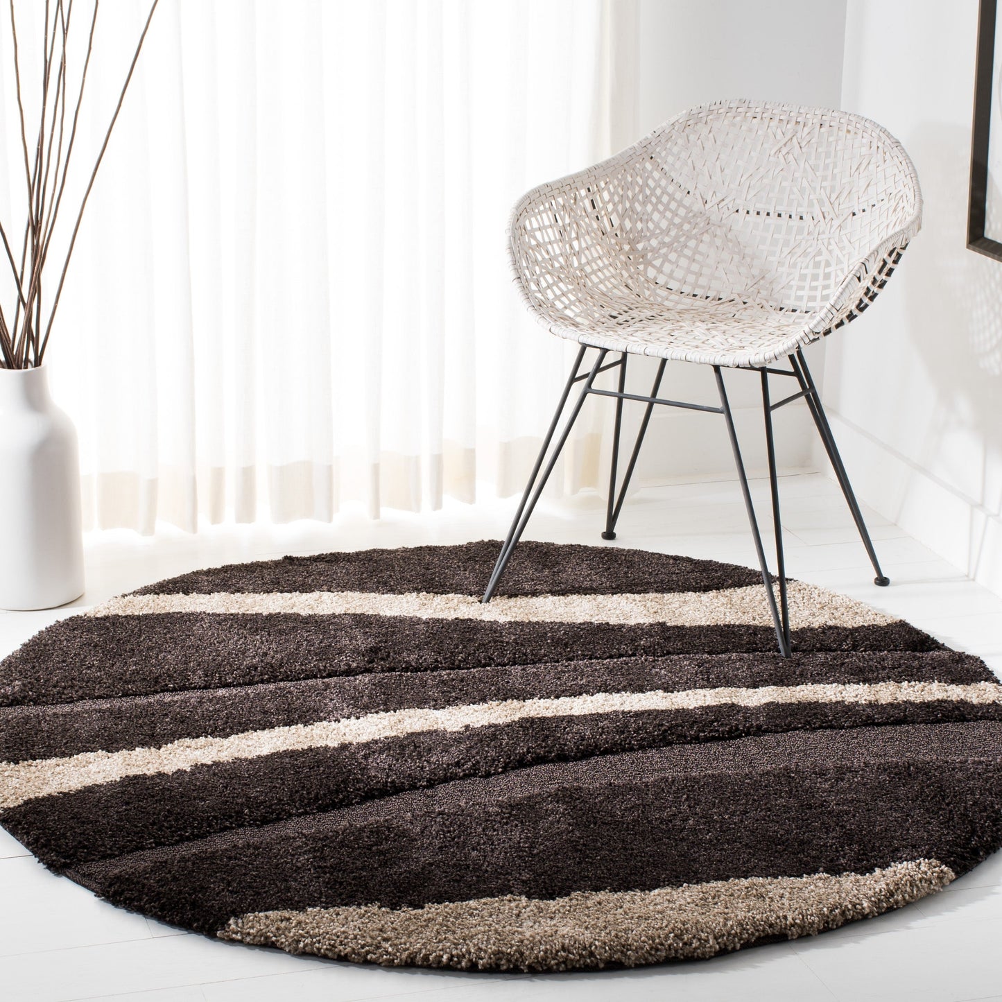 Tapis SAFAVIEH Florida Shag Ariola Stripe de 1,2 pouce d'épaisseur