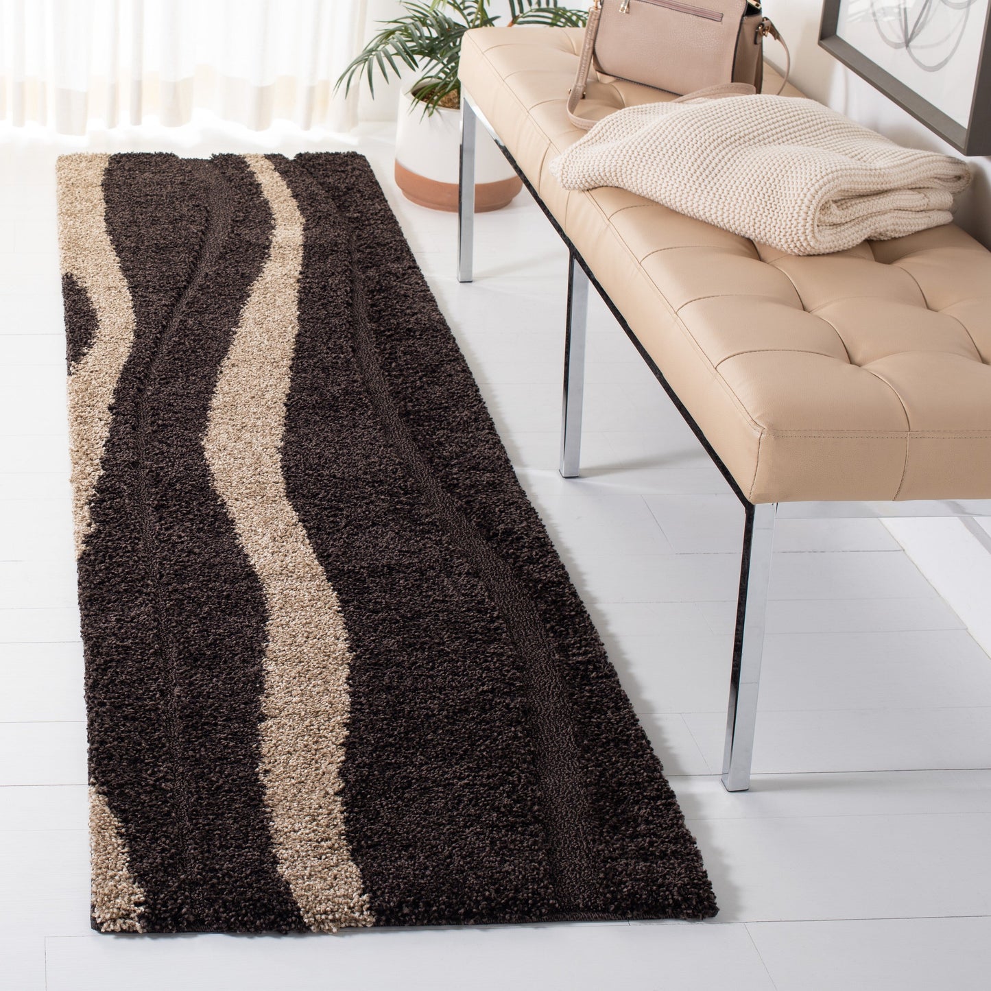 Tapis SAFAVIEH Florida Shag Ariola Stripe de 1,2 pouce d'épaisseur