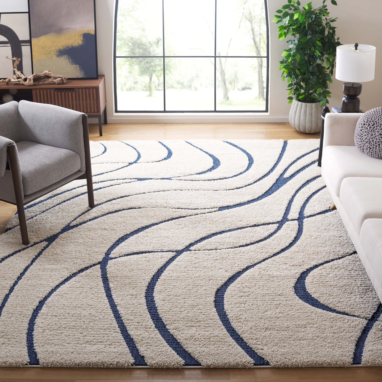 Tapis SAFAVIEH Florida Shag Staka à motifs de vagues abstraites de 3 cm