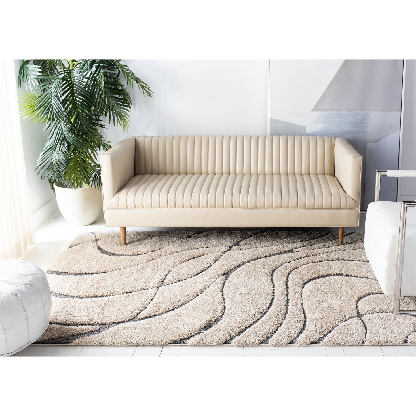 Tapis SAFAVIEH Florida Shag Staka à motifs de vagues abstraites de 3 cm