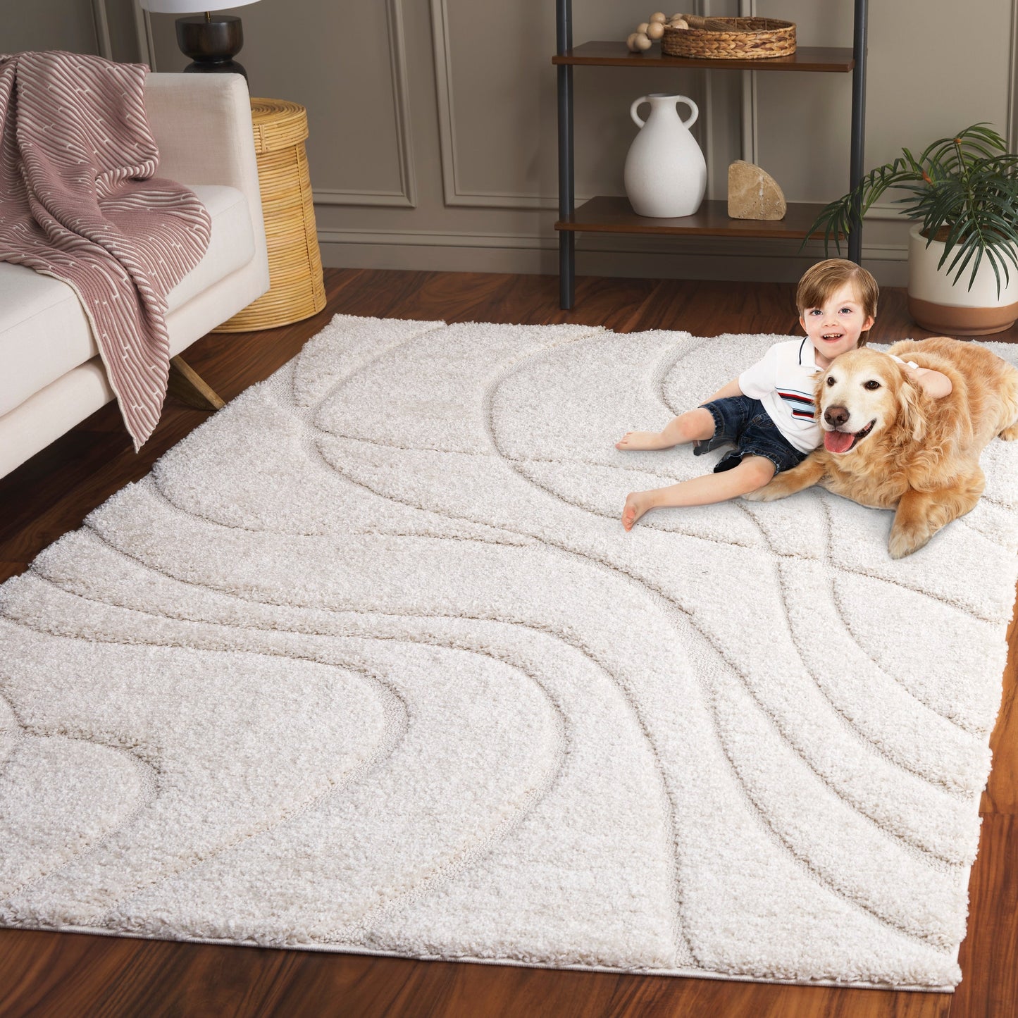 Tapis SAFAVIEH Florida Shag Staka à motifs de vagues abstraites de 3 cm
