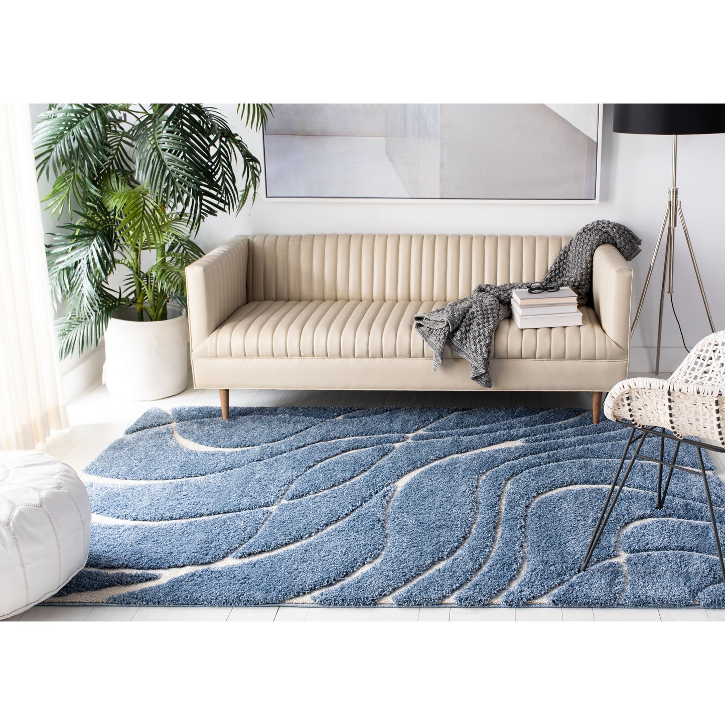 Tapis SAFAVIEH Florida Shag Staka à motifs de vagues abstraites de 3 cm