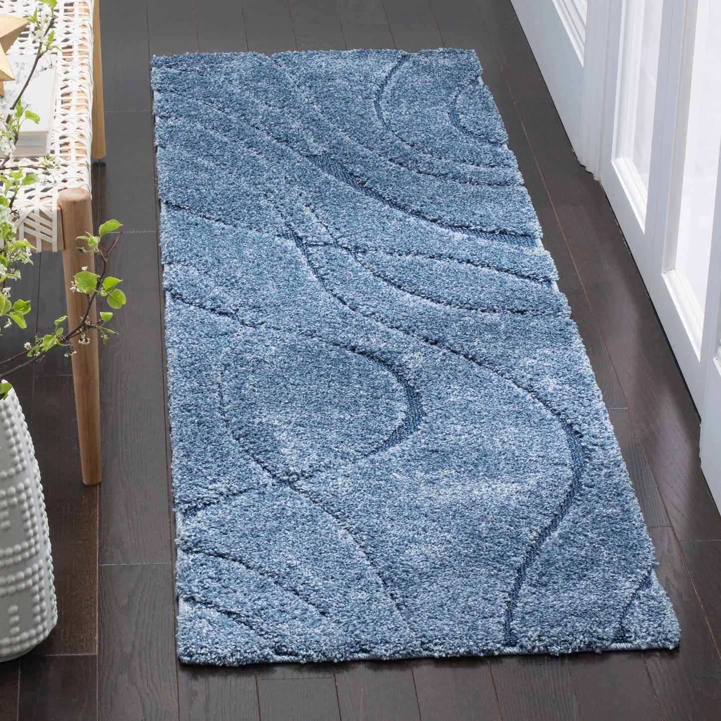 Tapis SAFAVIEH Florida Shag Staka à motifs de vagues abstraites de 3 cm