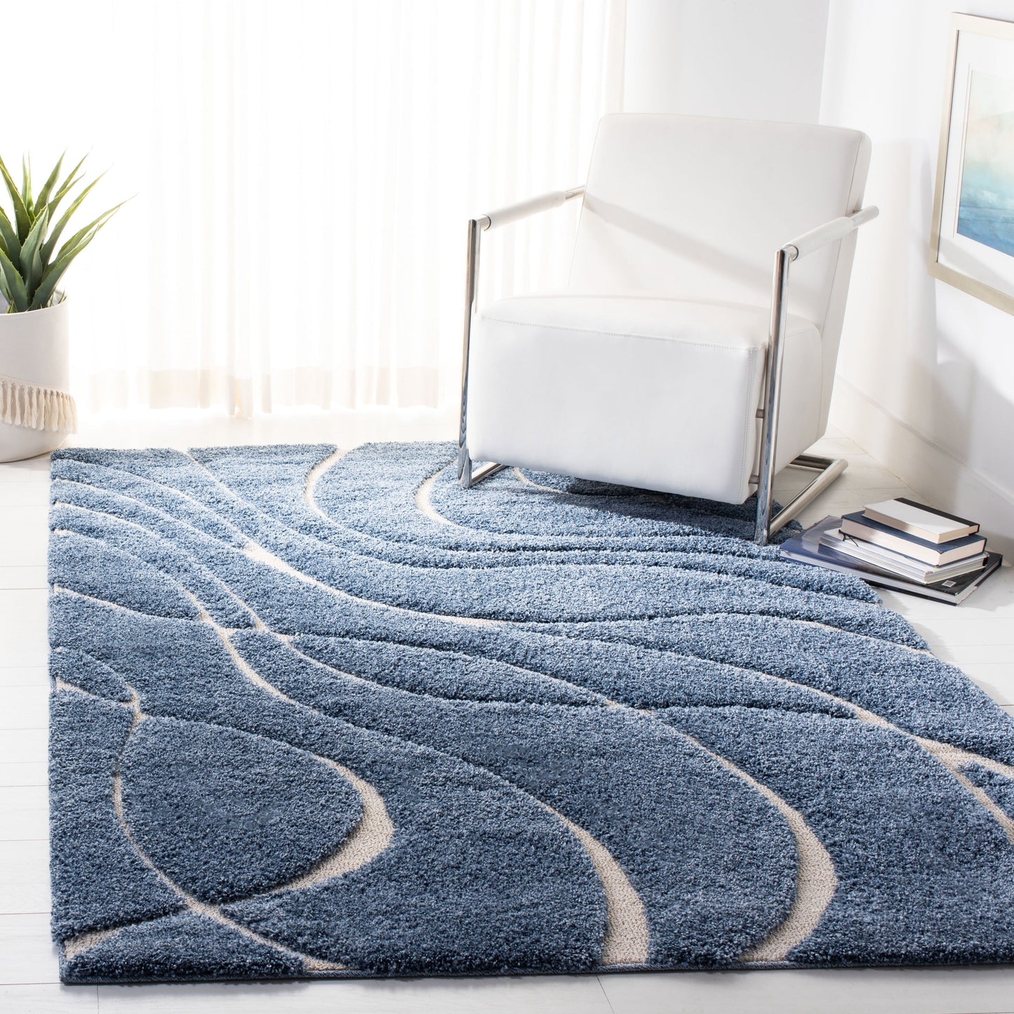 Tapis SAFAVIEH Florida Shag Staka à motifs de vagues abstraites de 3 cm