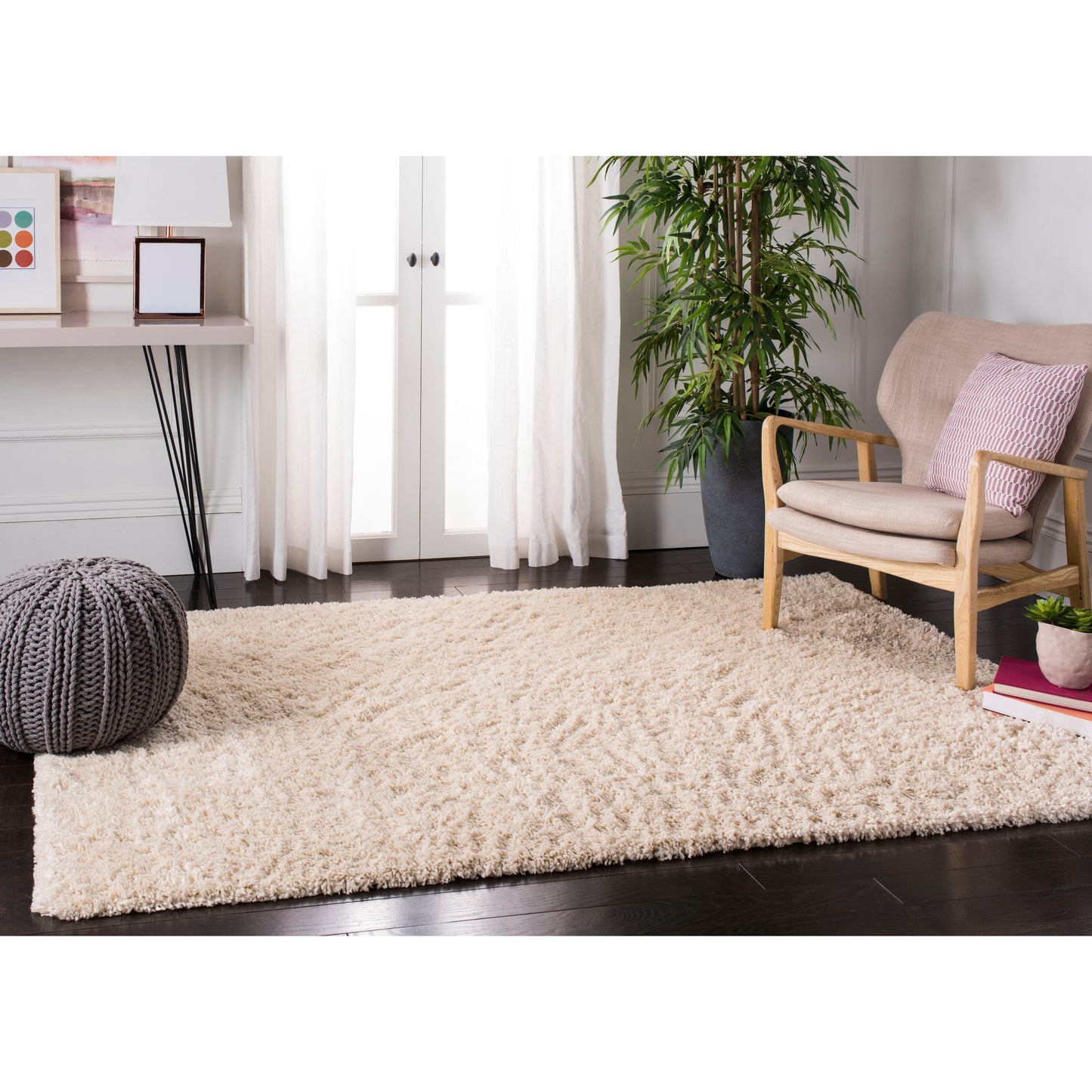 Tapis SAFAVIEH Fontana Shag Dagi solide de 2 pouces d'épaisseur
