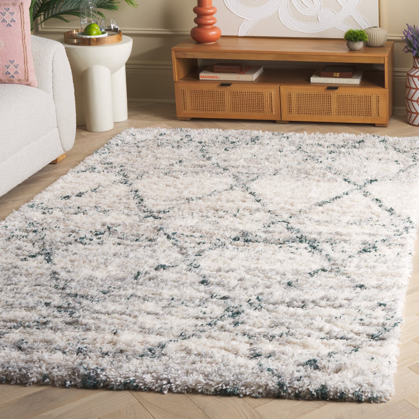 Tapis moderne SAFAVIEH Fontana Shag Marye à treillis de 2 pouces d'épaisseur