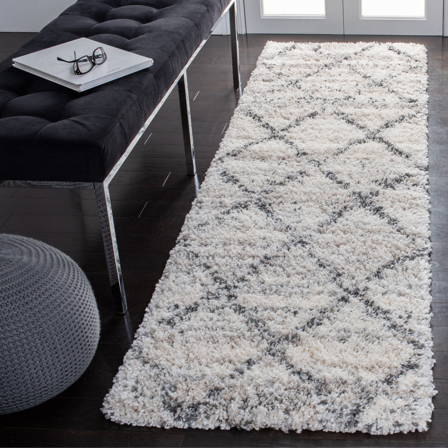 Tapis moderne SAFAVIEH Fontana Shag Marye à treillis de 2 pouces d'épaisseur