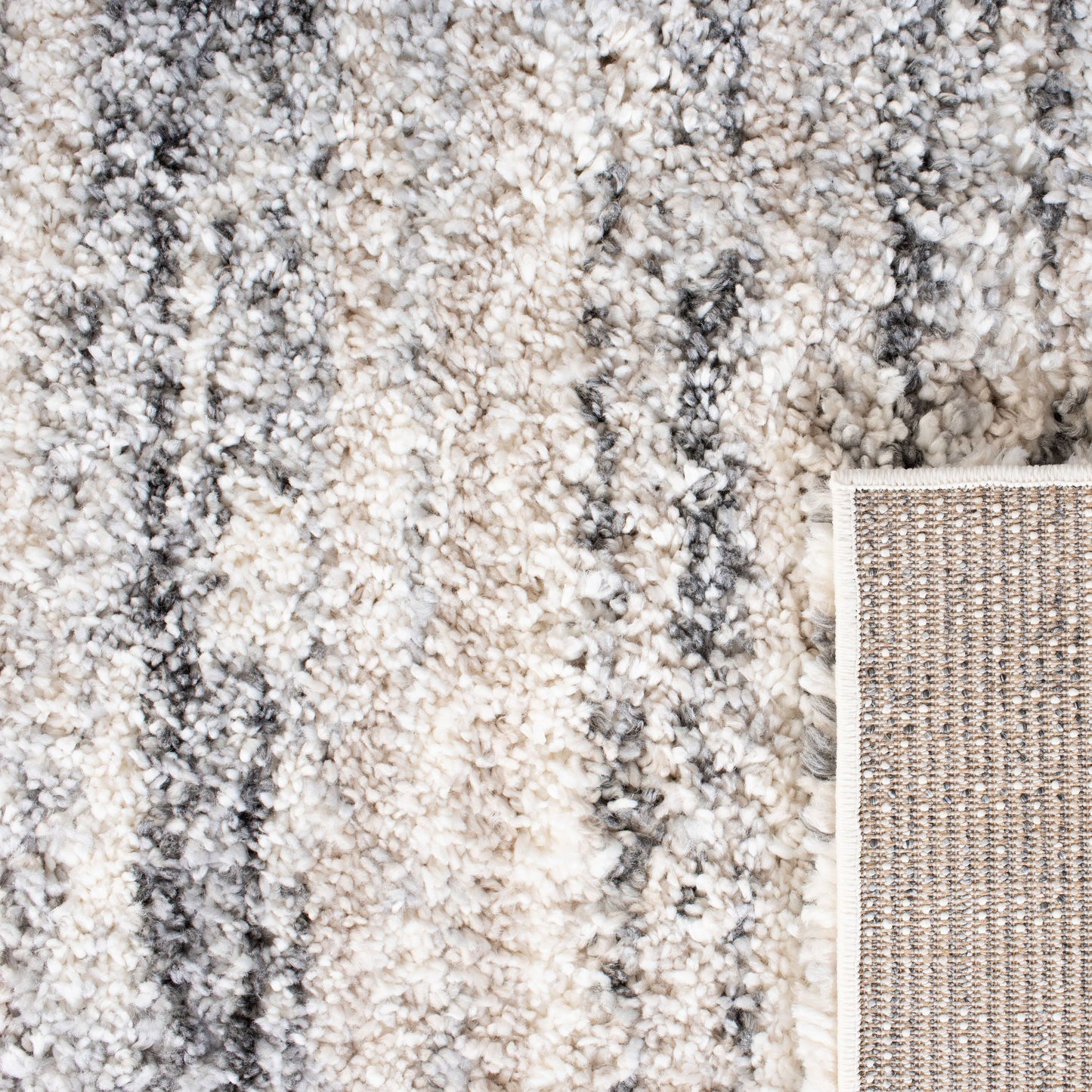 Tapis moderne à rayures SAFAVIEH Fontana Shag Mevlide de 2 pouces d'épaisseur