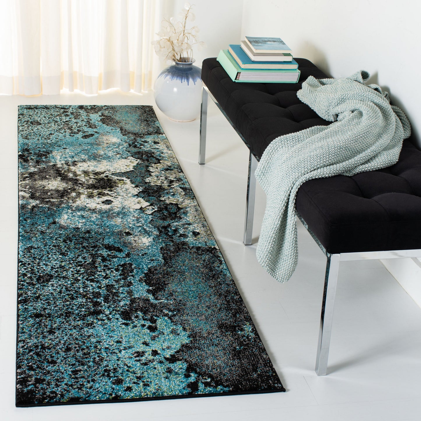Tapis abstrait moderne aquarelle miel glacier SAFAVIEH