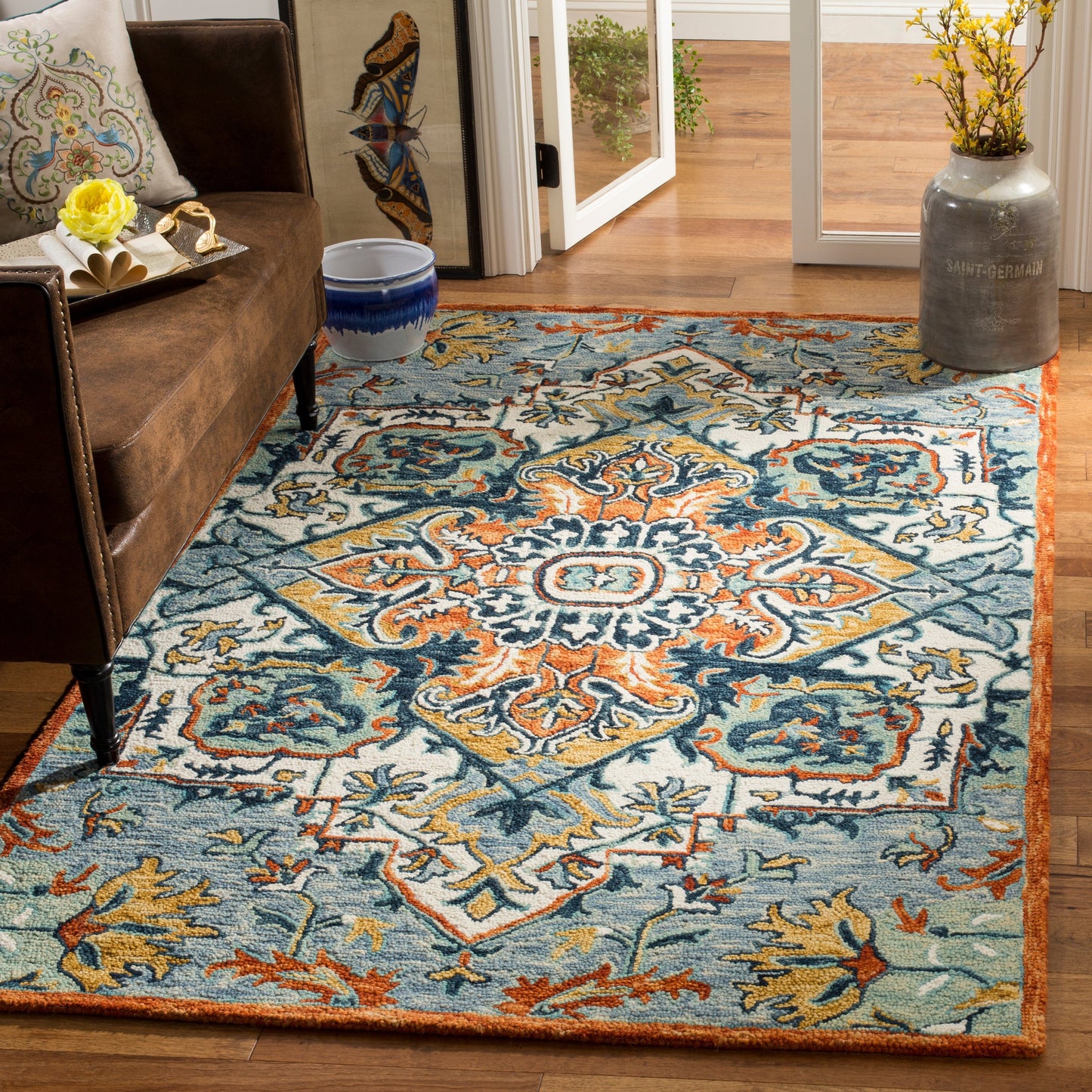 Tapis médaillon bohème en laine Aspen Hagar fait main SAFAVIEH