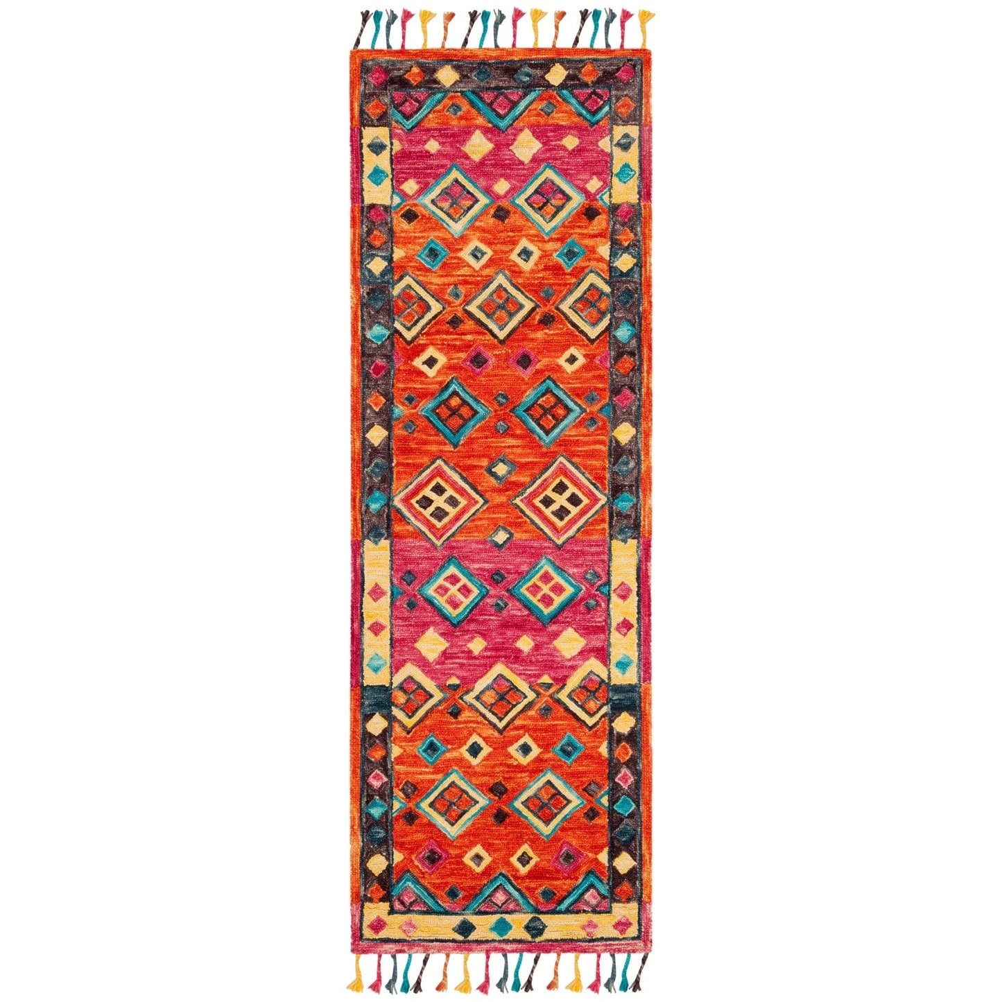 Tapis en laine éclectique orange/fuchsia Aspen Hysnie fait main SAFAVIEH
