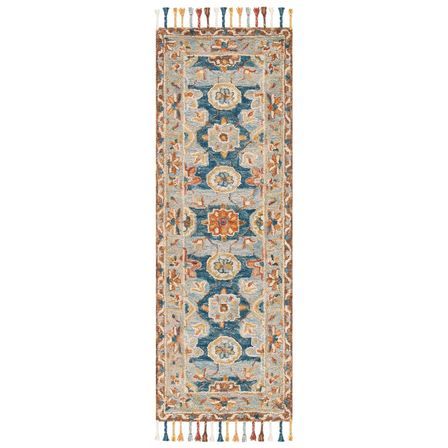 Tapis en laine à pompons Boho Aspen Kimm fait main SAFAVIEH