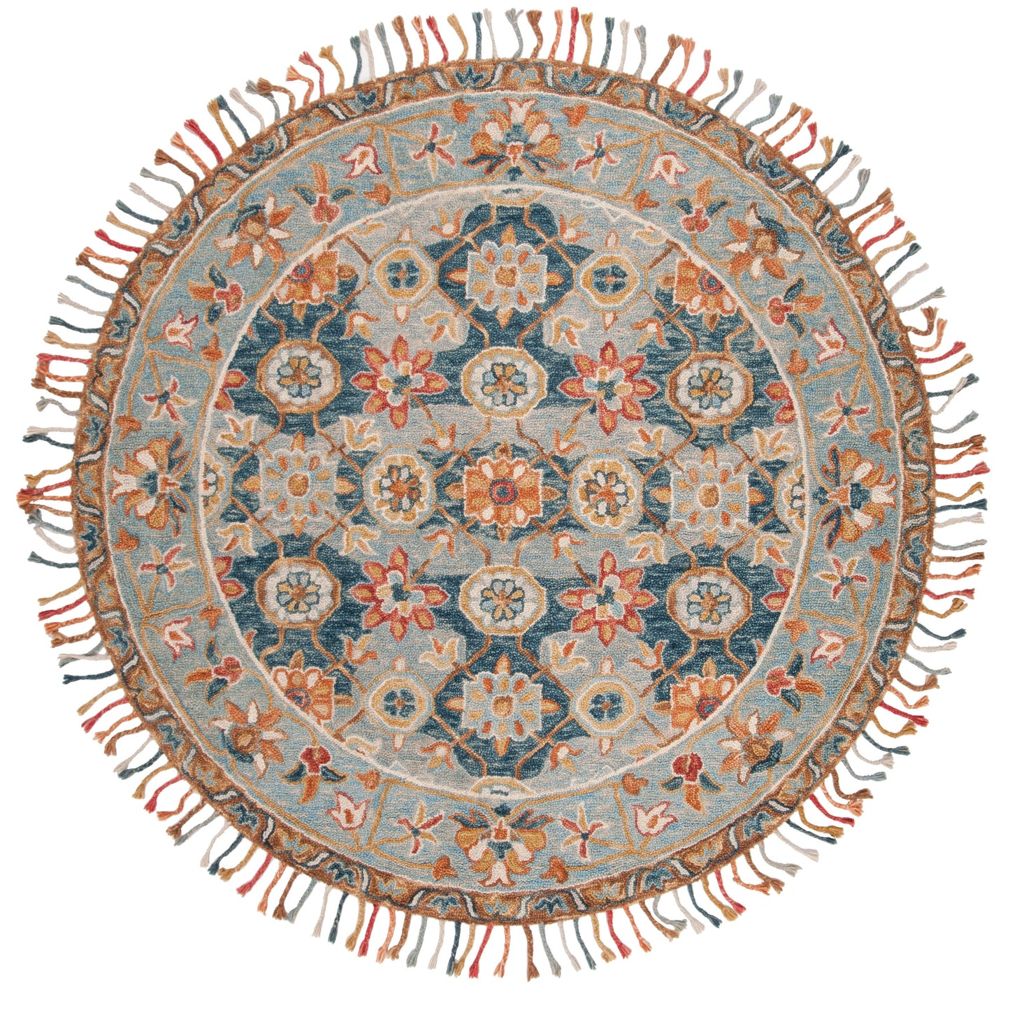 Tapis en laine à pompons Boho Aspen Kimm fait main SAFAVIEH