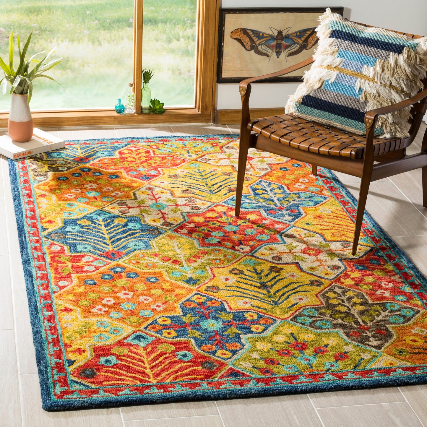 Tapis tribal bohème en laine Aspen Reemtdine fait main SAFAVIEH