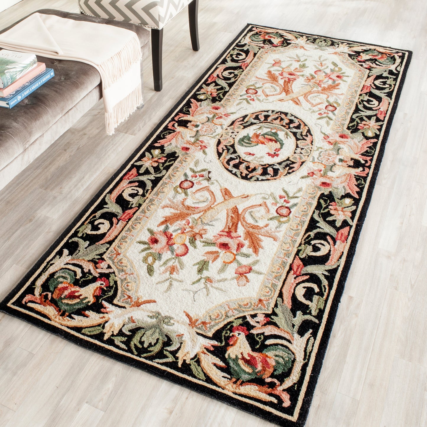 Tapis en laine fait main Chelsea Anni French Country Rooster de SAFAVIEH