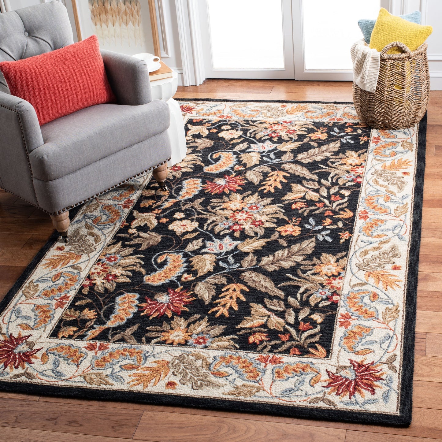 Tapis en laine floral fait main Chelsea Malda de style campagnard français SAFAVIEH