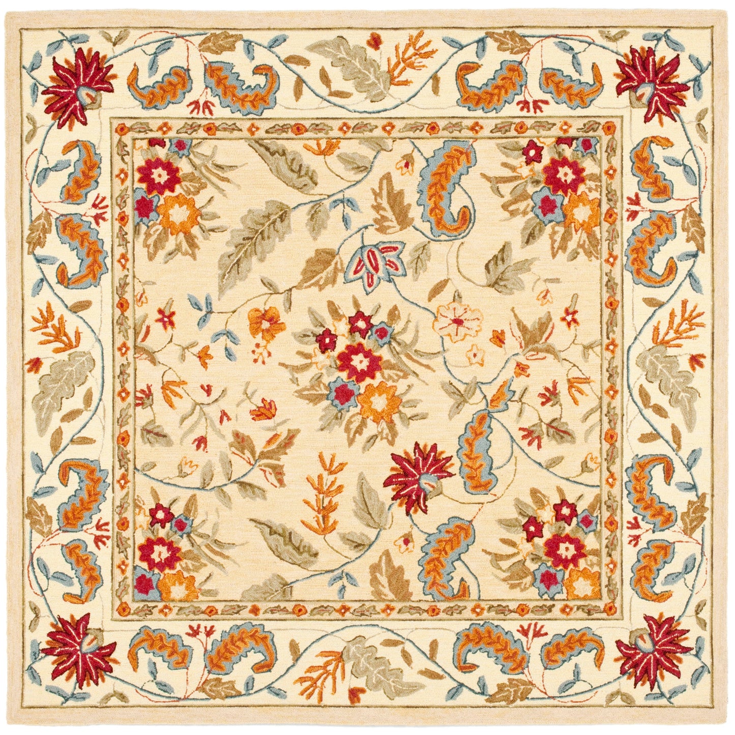 Tapis en laine floral fait main Chelsea Malda de style campagnard français SAFAVIEH