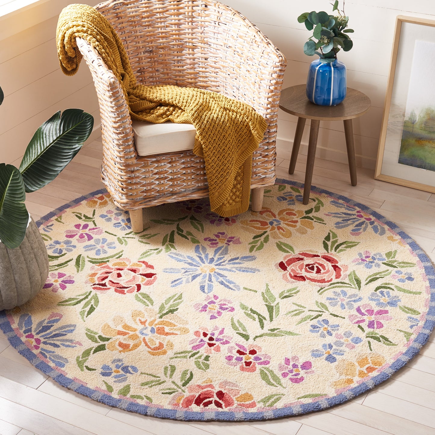 Tapis en laine floral Chelsea Sprig fait main SAFAVIEH