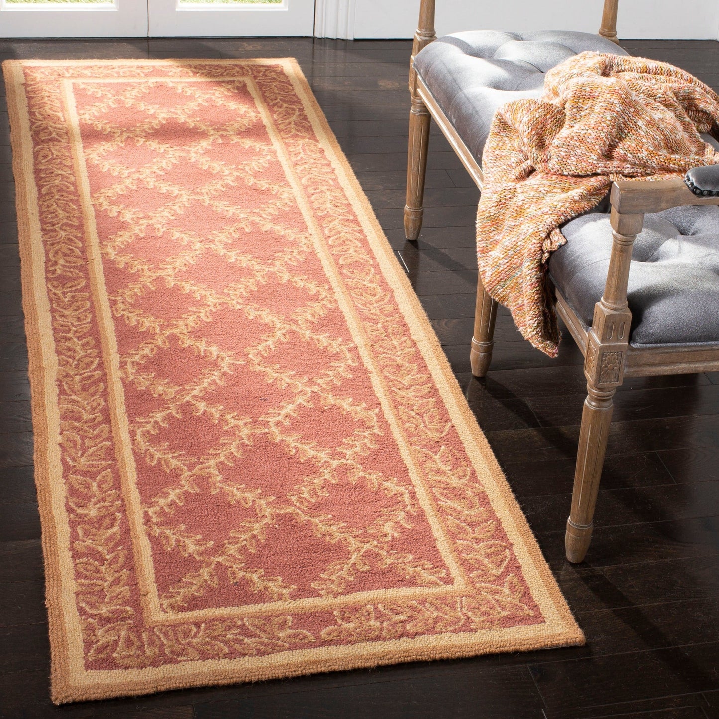 Tapis en laine fait main Chelsea Sunstripe Treillis de style campagnard français SAFAVIEH