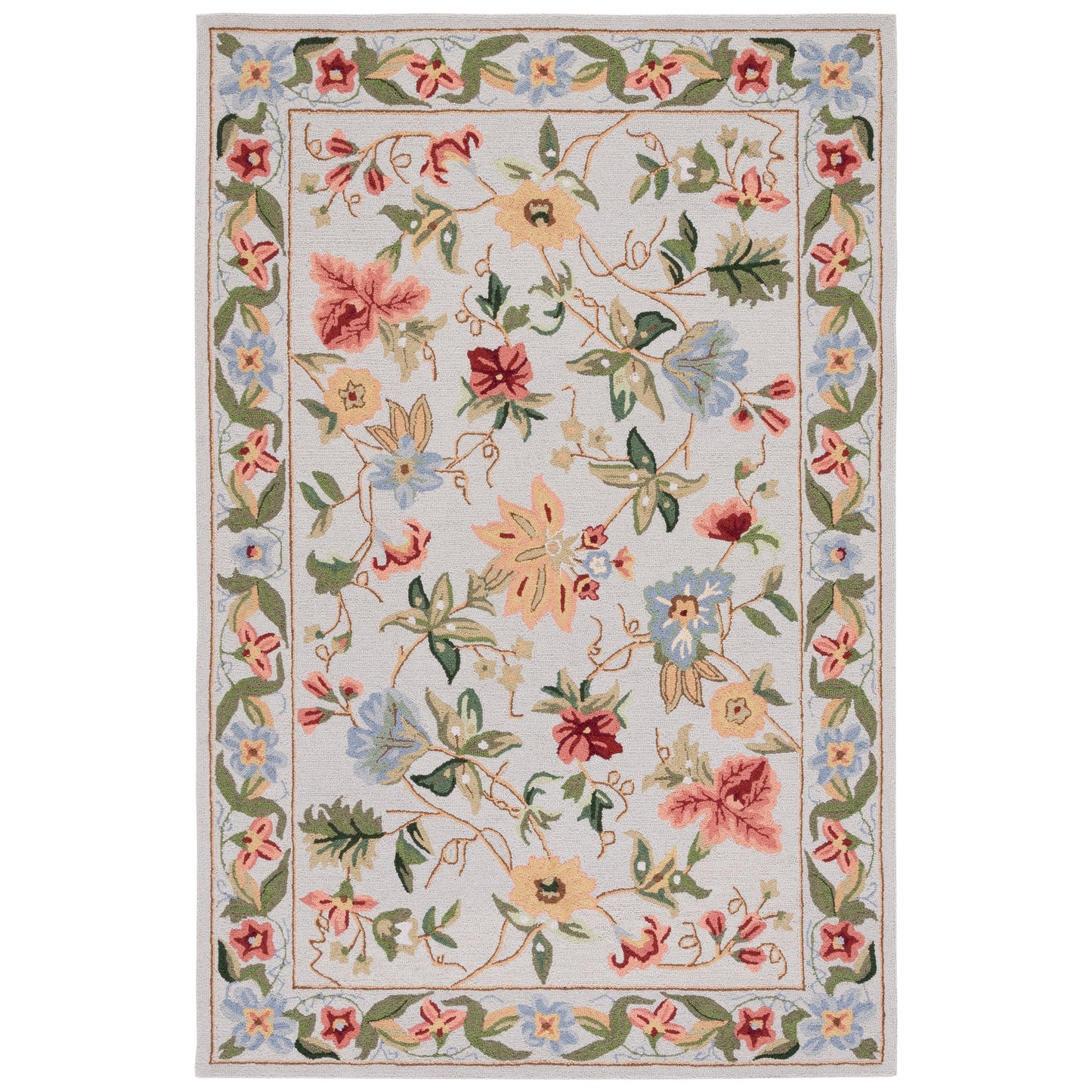 Tapis en laine floral Chelsea Yauhenia fait main SAFAVIEH de style campagnard français
