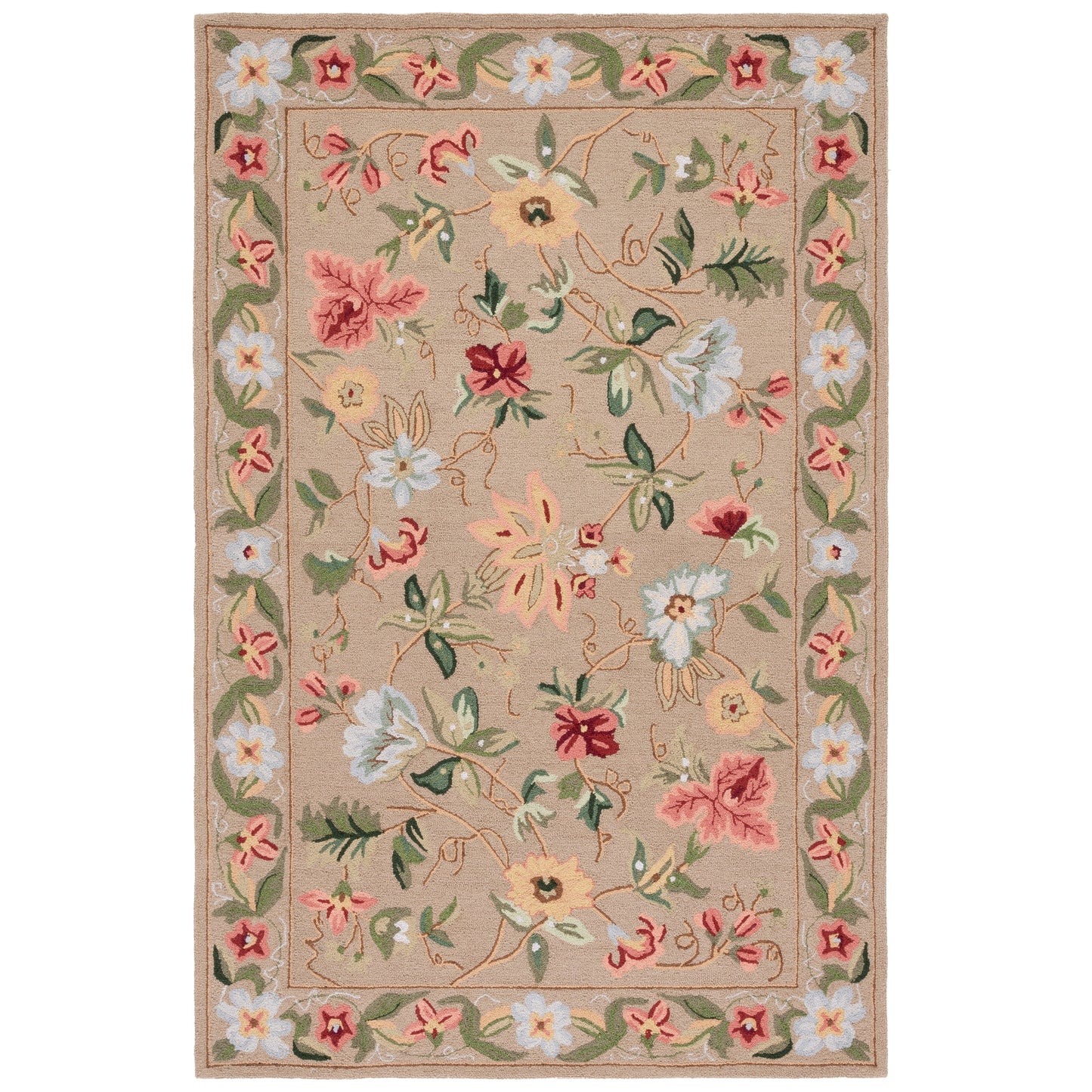 Tapis en laine floral Chelsea Yauhenia fait main SAFAVIEH de style campagnard français