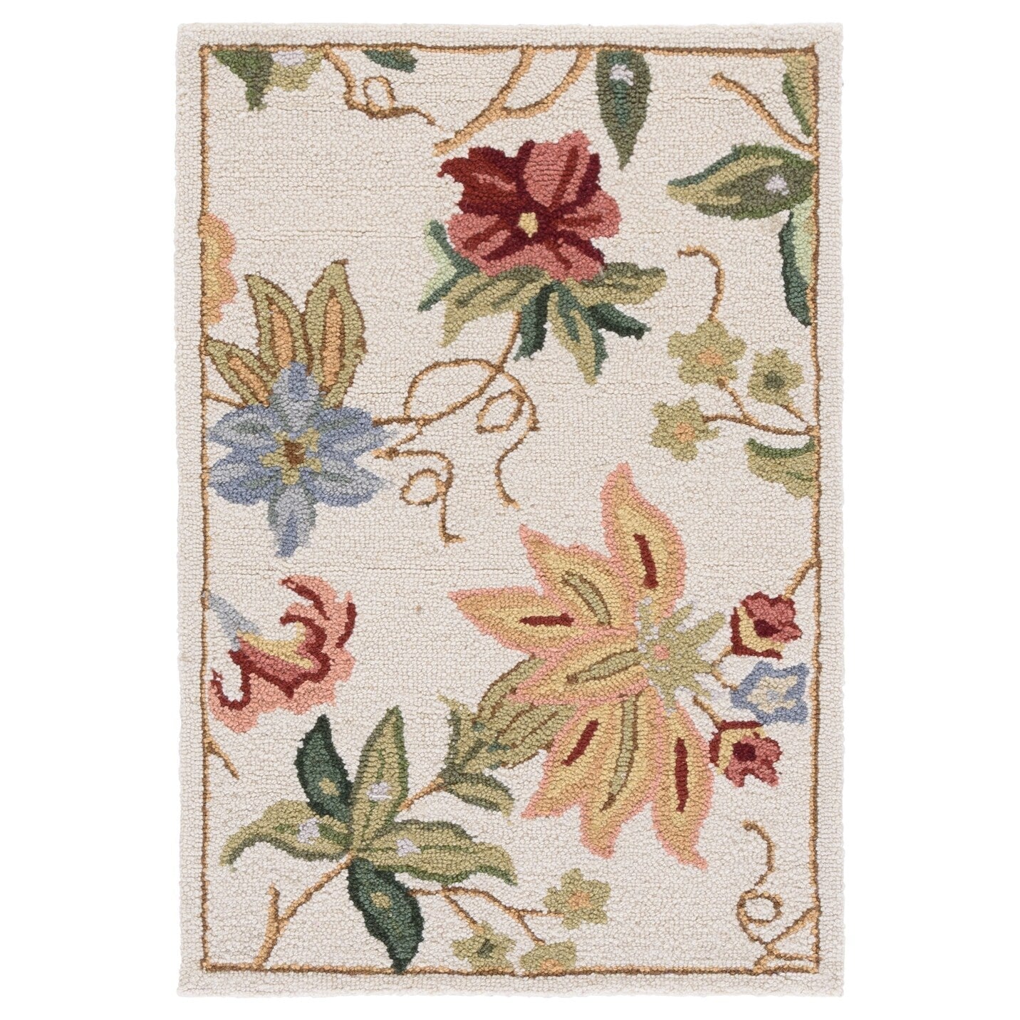 Tapis en laine floral Chelsea Yauhenia fait main SAFAVIEH de style campagnard français