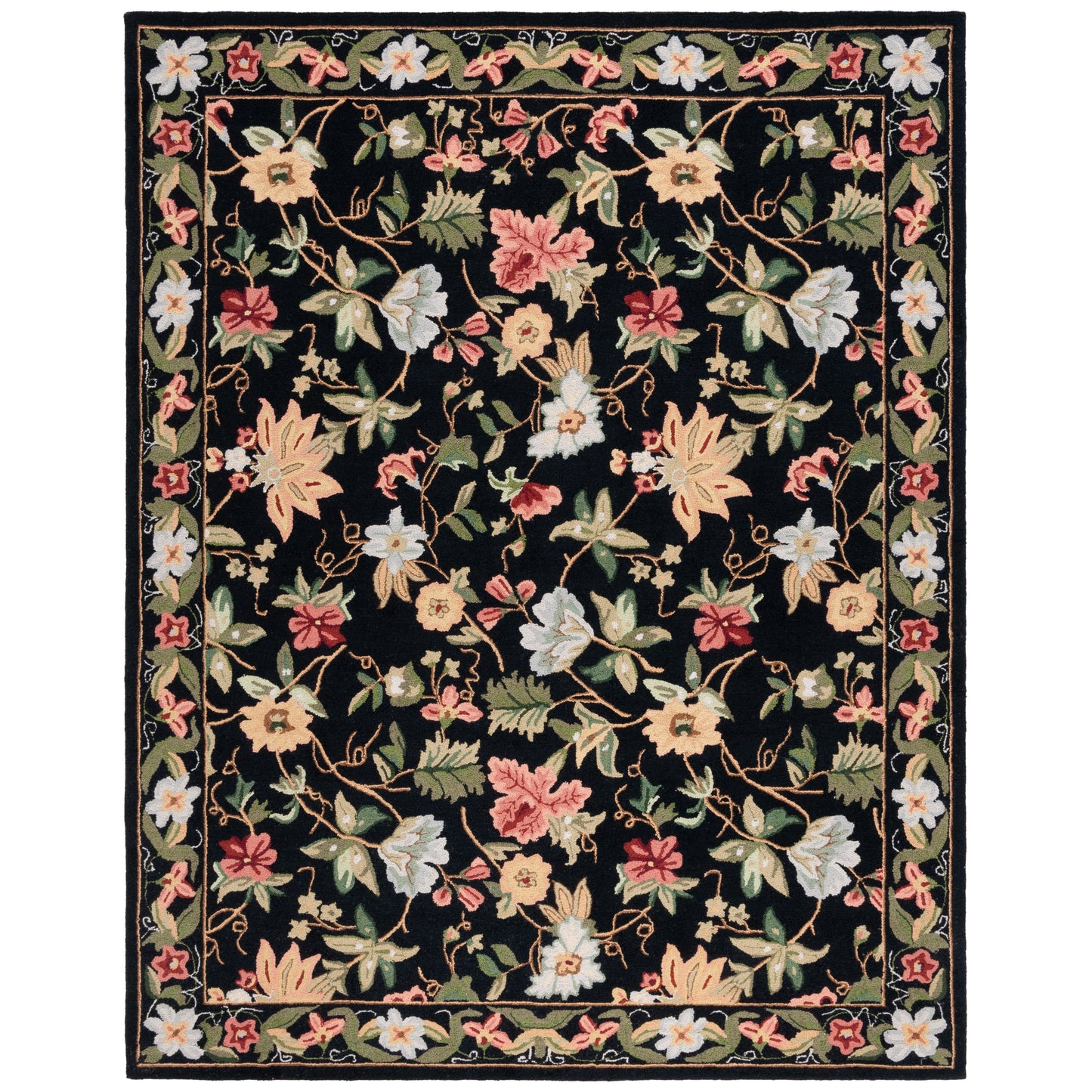 Tapis en laine floral Chelsea Yauhenia fait main SAFAVIEH de style campagnard français