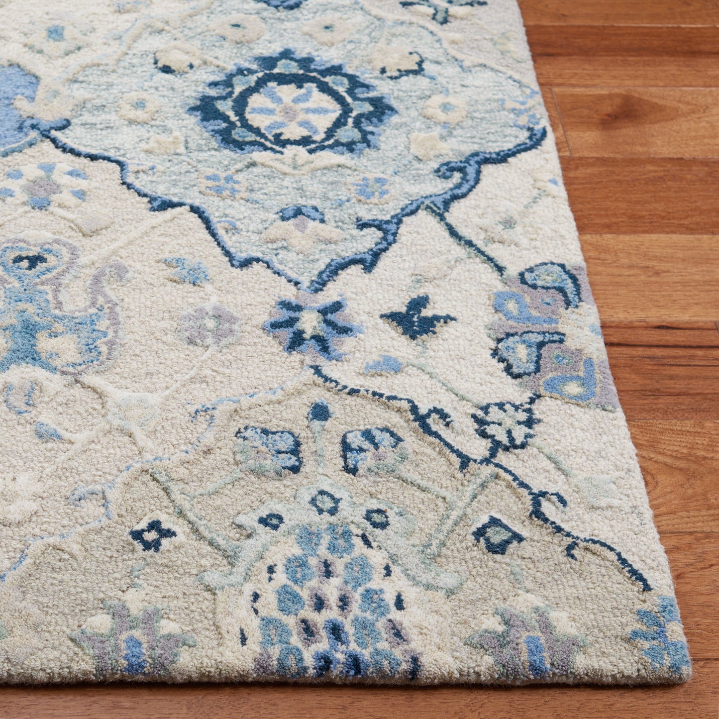 Tapis en laine imprimé floral glamour fait main SAFAVIEH