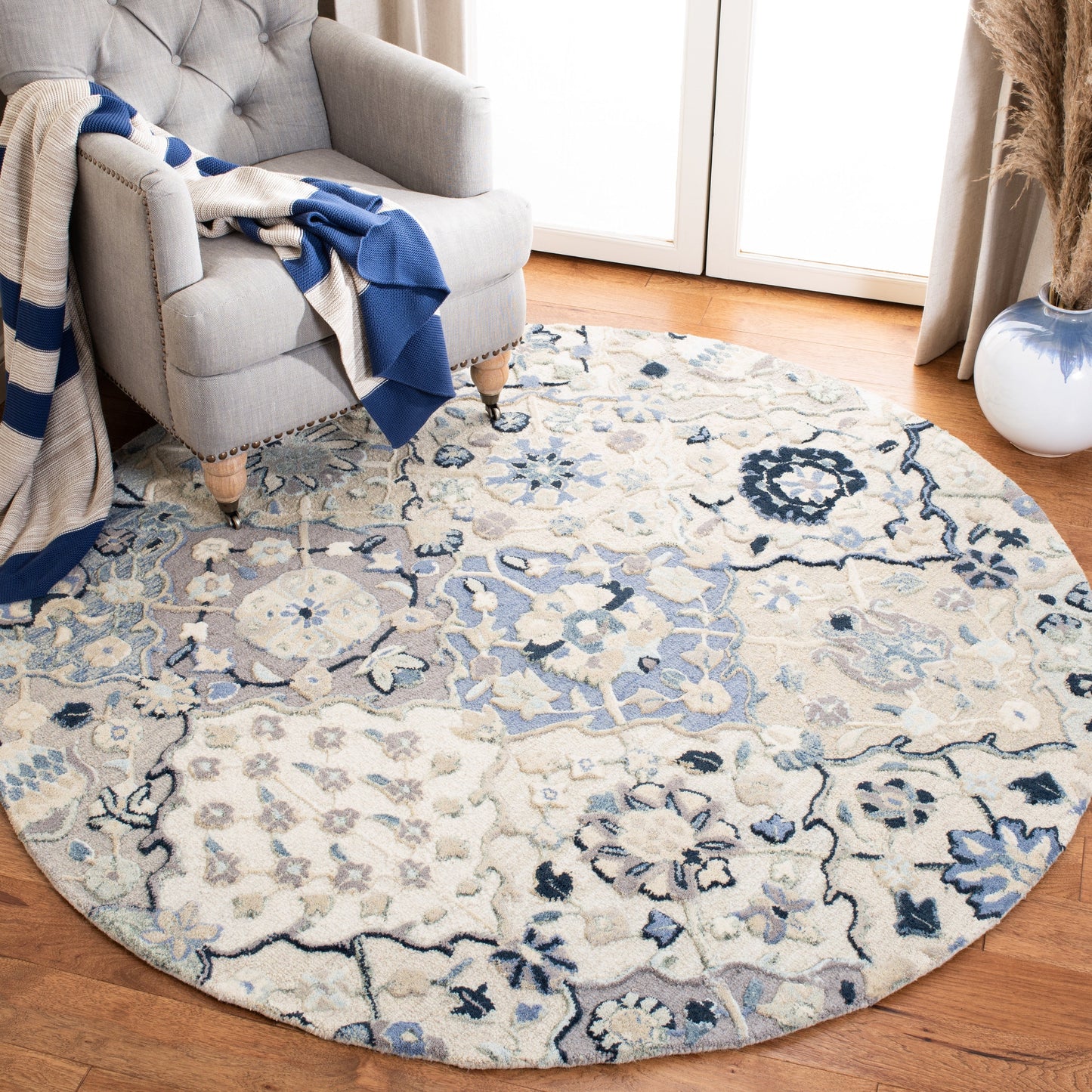Tapis en laine imprimé floral glamour fait main SAFAVIEH
