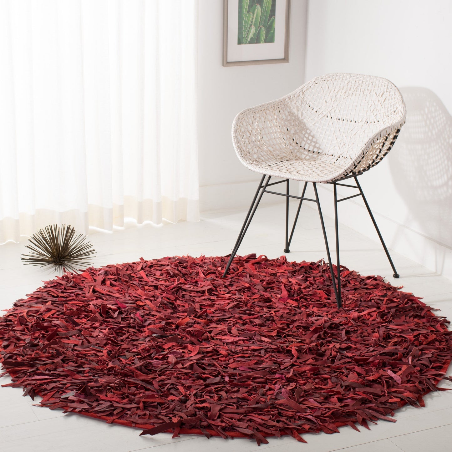 SAFAVIEH Tapis en cuir moderne à poils longs Blayne fait à la main