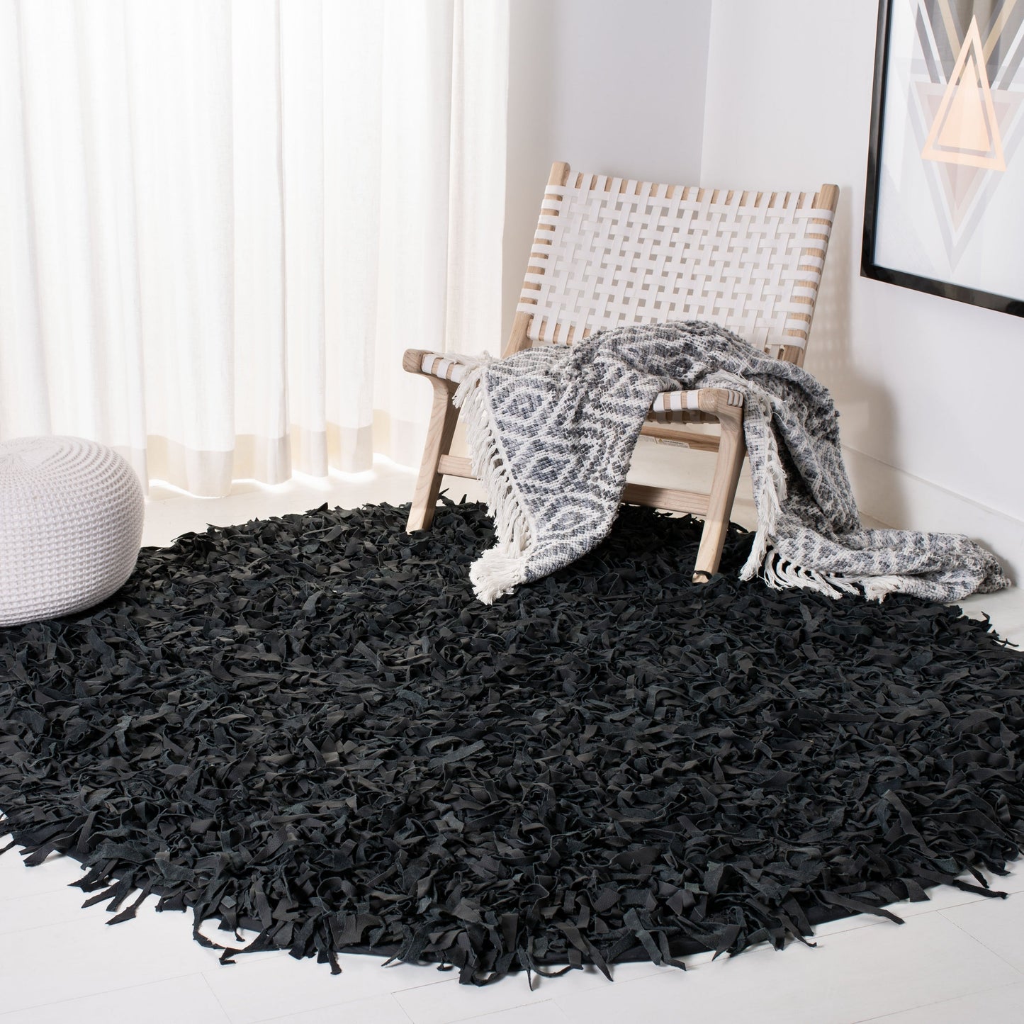 Tapis décoratif moderne en cuir fait main SAFAVIEH Shag Doinita