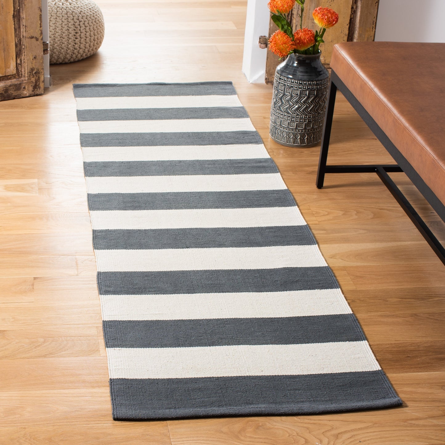 Tapis tissé plat en coton à rayures Montauk Geltrude fait main SAFAVIEH