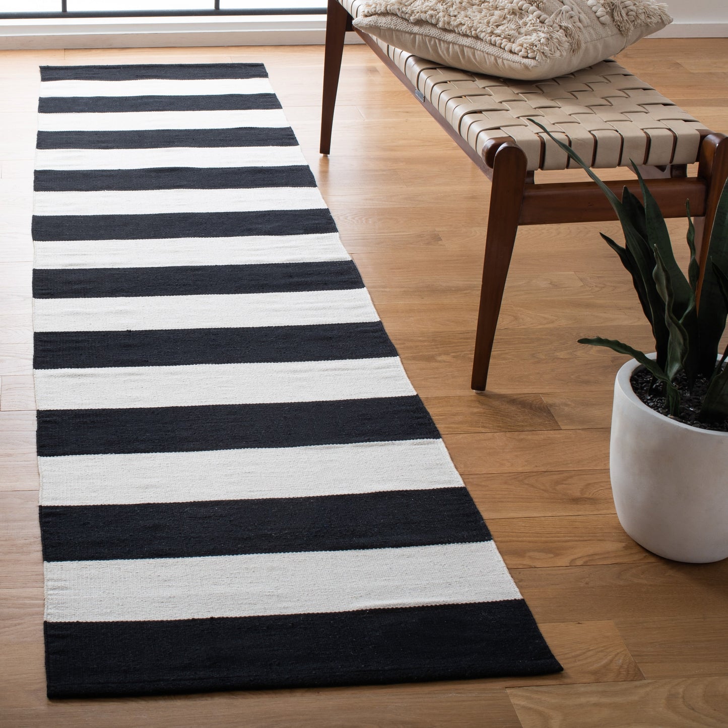 Tapis tissé plat en coton à rayures Montauk Geltrude fait main SAFAVIEH