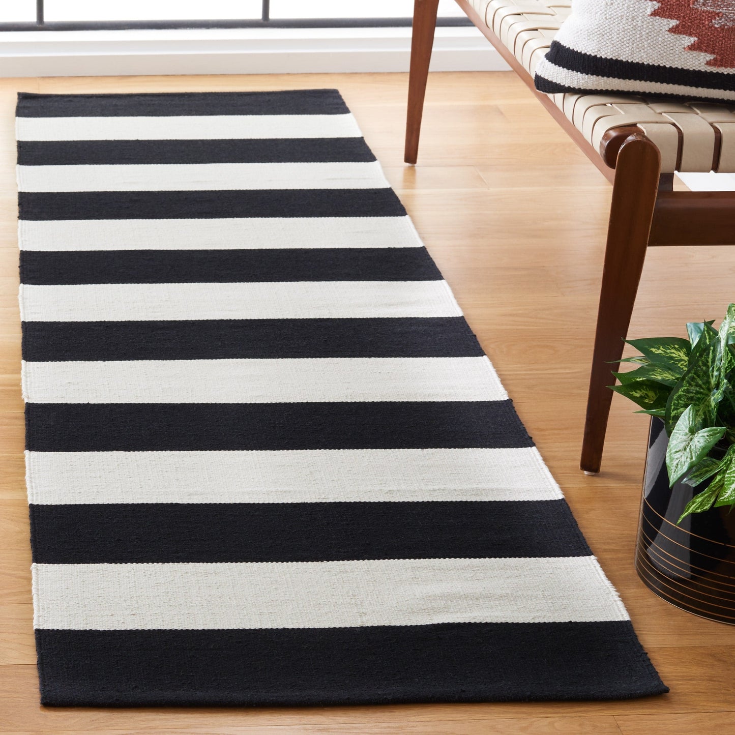 Tapis tissé plat en coton à rayures Montauk Geltrude fait main SAFAVIEH