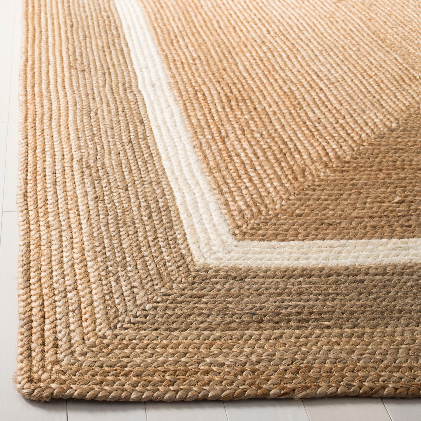 SAFAVIEH Tapis en jute avec bordure Antonije en fibre naturelle fait à la main