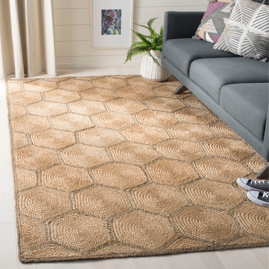 Tapis en jute nid d'abeille Nargiz en fibre naturelle fait main SAFAVIEH