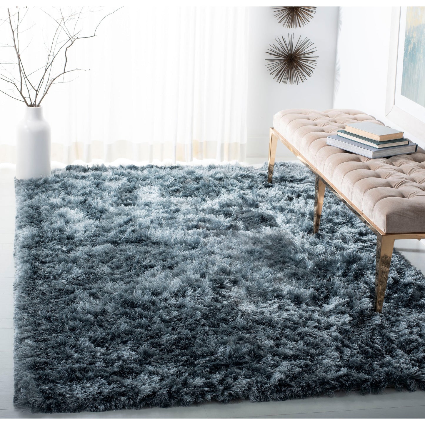 Tapis Ocean Shag Marilijn Glam fait main SAFAVIEH de 2,5 pouces d'épaisseur