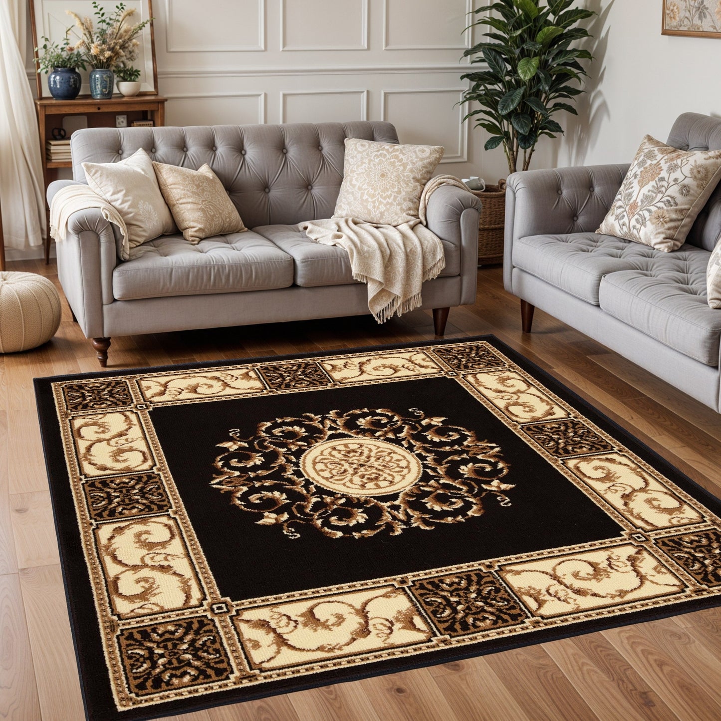 Grand tapis d'intérieur traditionnel de qualité supérieure