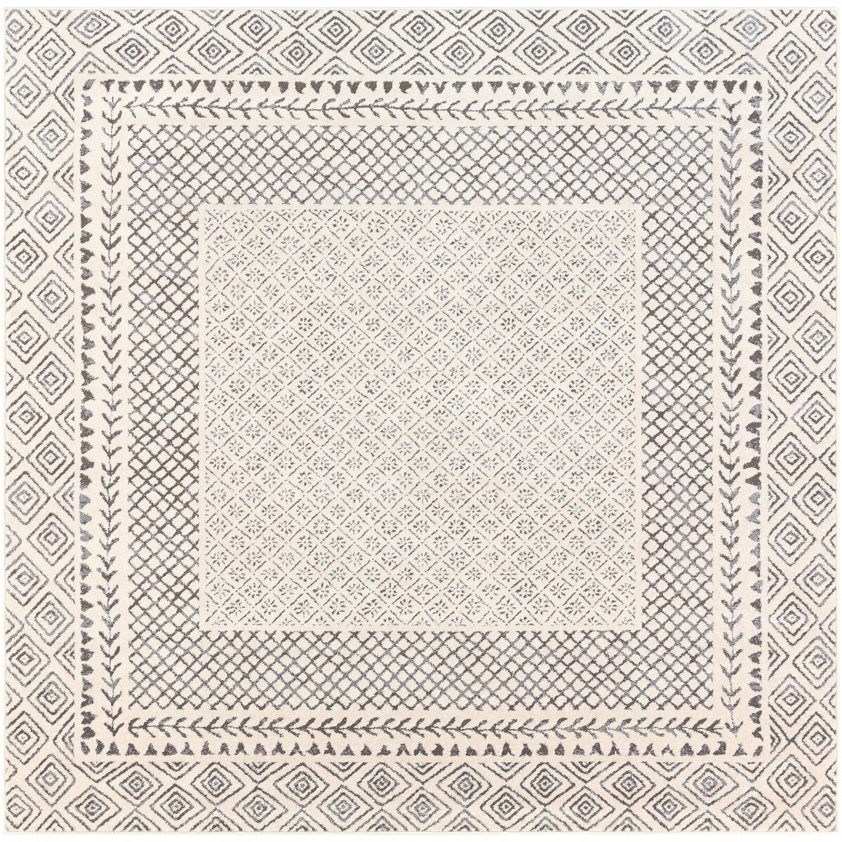 Tapis Livabliss Tiffany Grey à bordure bohème