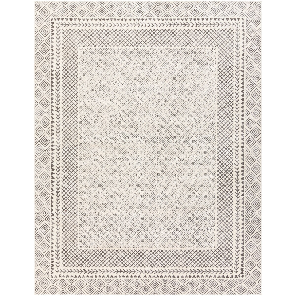 Tapis Livabliss Tiffany Grey à bordure bohème