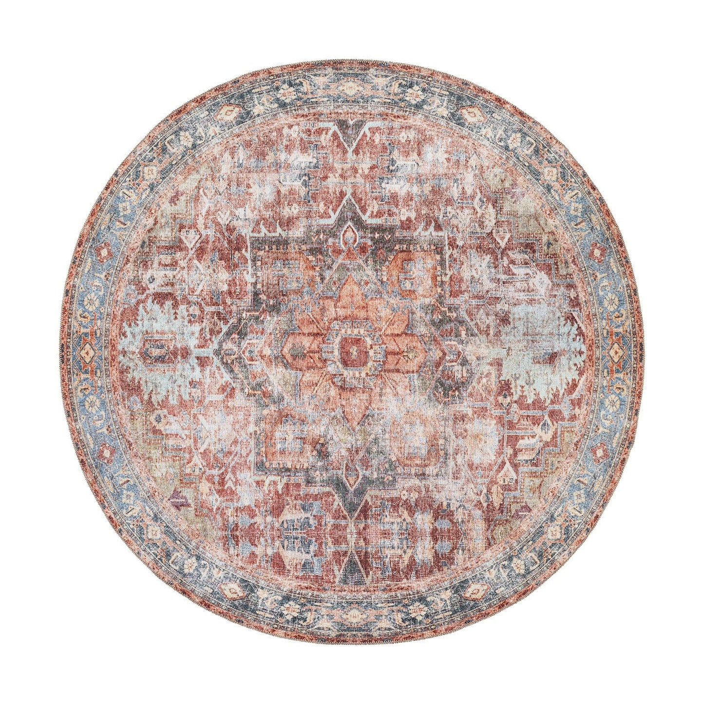 Traditional Distressed Machine Washable Area Rug