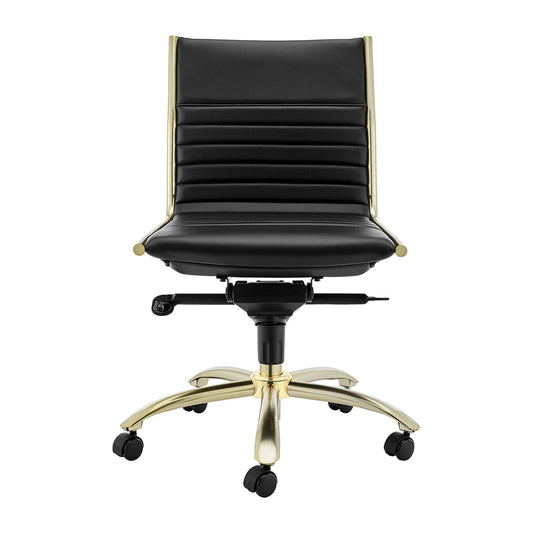 Chaise de bureau à dossier bas de style européen Dirk sans accoudoirs