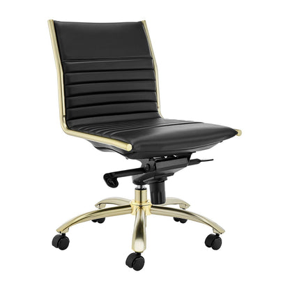 Chaise de bureau à dossier bas de style européen Dirk sans accoudoirs