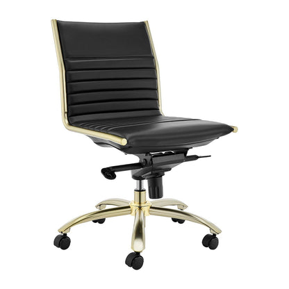Chaise de bureau à dossier bas de style européen Dirk sans accoudoirs