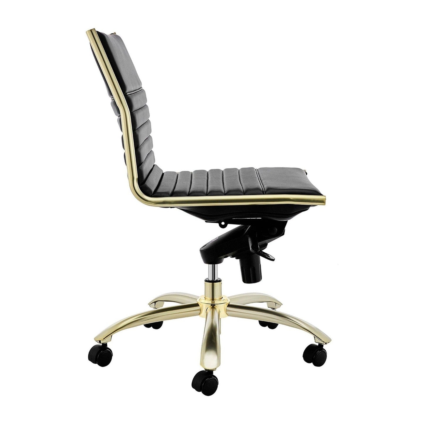Chaise de bureau à dossier bas de style européen Dirk sans accoudoirs