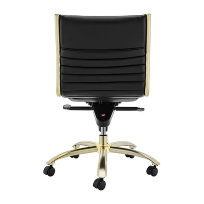 Chaise de bureau à dossier bas de style européen Dirk sans accoudoirs