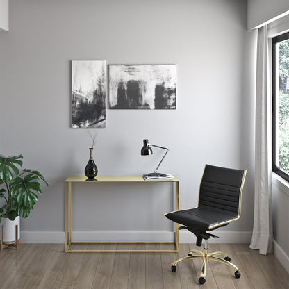 Chaise de bureau à dossier bas de style européen Dirk sans accoudoirs
