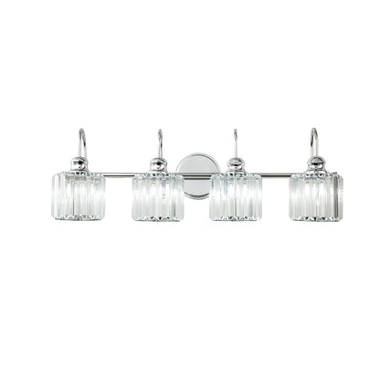 Applique murale de salle de bain moderne à 3 ou 4 lumières, en cristal, à intensité variable et linéaire, au-dessus du miroir
